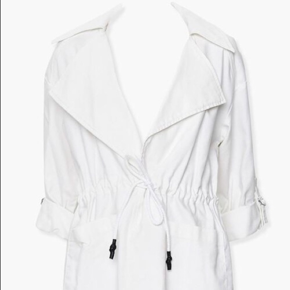 Cuffed Drawstring White Jacket - Picture 4 of 5